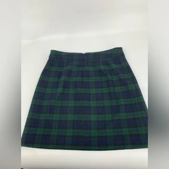 J. Crew Navy Blue and Dark Green A-Line Tartan Skirt Size 10