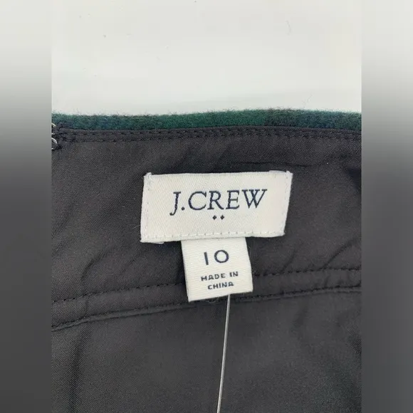 J. Crew Navy Blue and Dark Green A-Line Tartan Skirt Size 10
