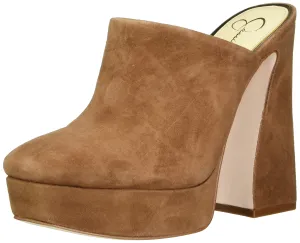Jessica Simpson Womens Leather Slip On Mules Tan 9.5 Medium (B,M)
