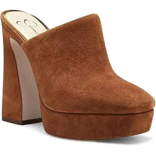 Jessica Simpson Womens Leather Slip On Mules Tan 9.5 Medium (B,M)
