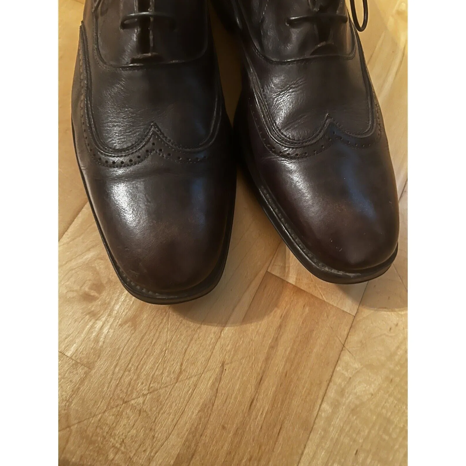 John Varvatos Men's Whiskey Dark Brown Wingtip Leather Dress Shoes - Size 10