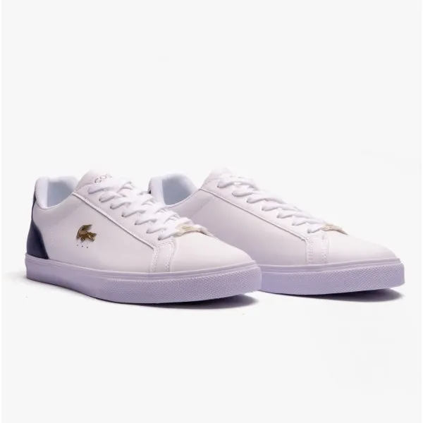Lacoste LEROND Mens Leather Trainers White/Navy
