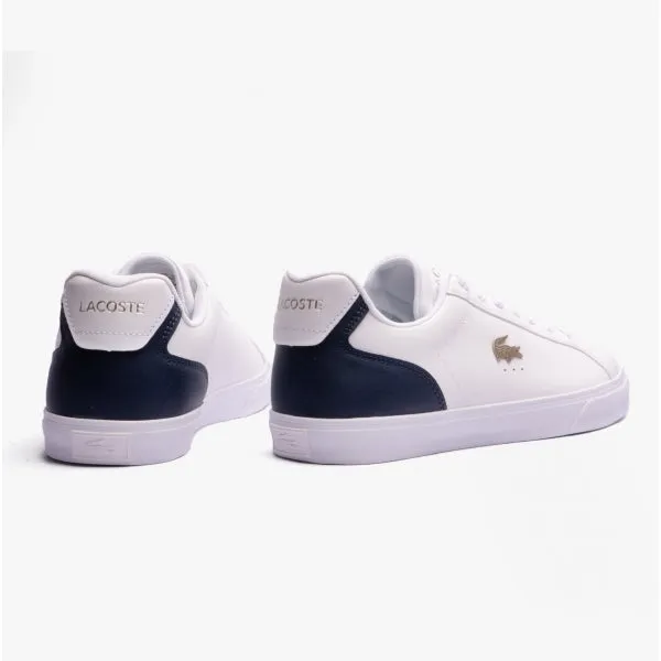 Lacoste LEROND Mens Leather Trainers White/Navy
