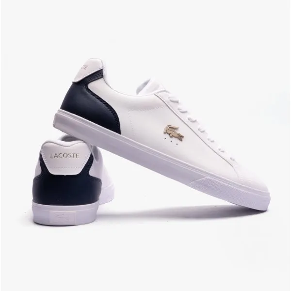 Lacoste LEROND Mens Leather Trainers White/Navy