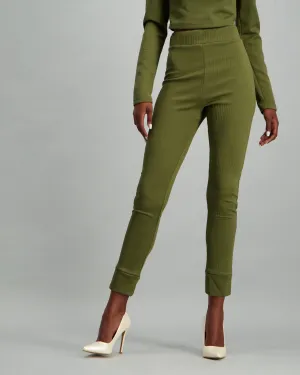 Ladies Cuffed Rib Leggings - Fatigue