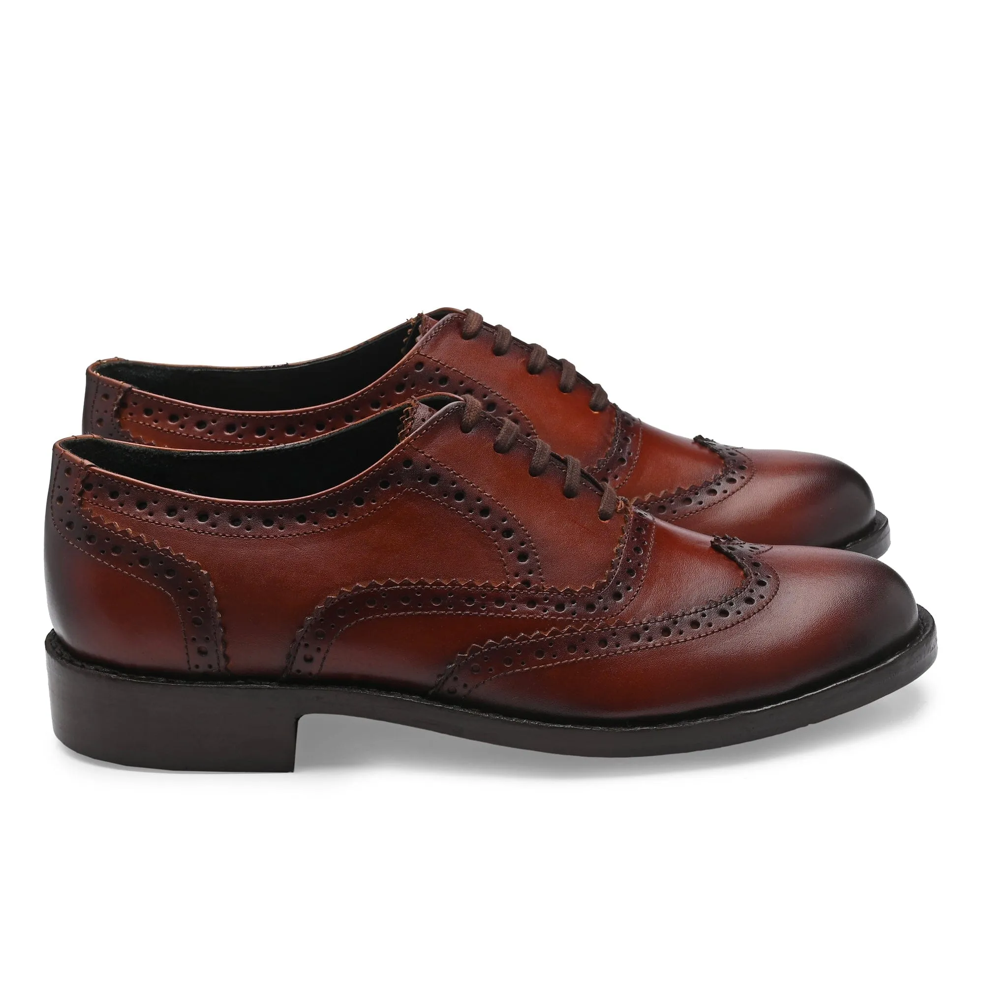 Legwork Wingtip Oxford Brogue Brown Italian Leather Dress Shoes Reverse Goodyear Welted