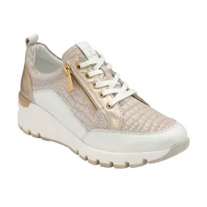 Lotus Ladies Sassy Cream Croc Effect Leather Wedge Lightweight Trainer