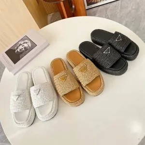 Luxury Raffia™ - Platform Mules