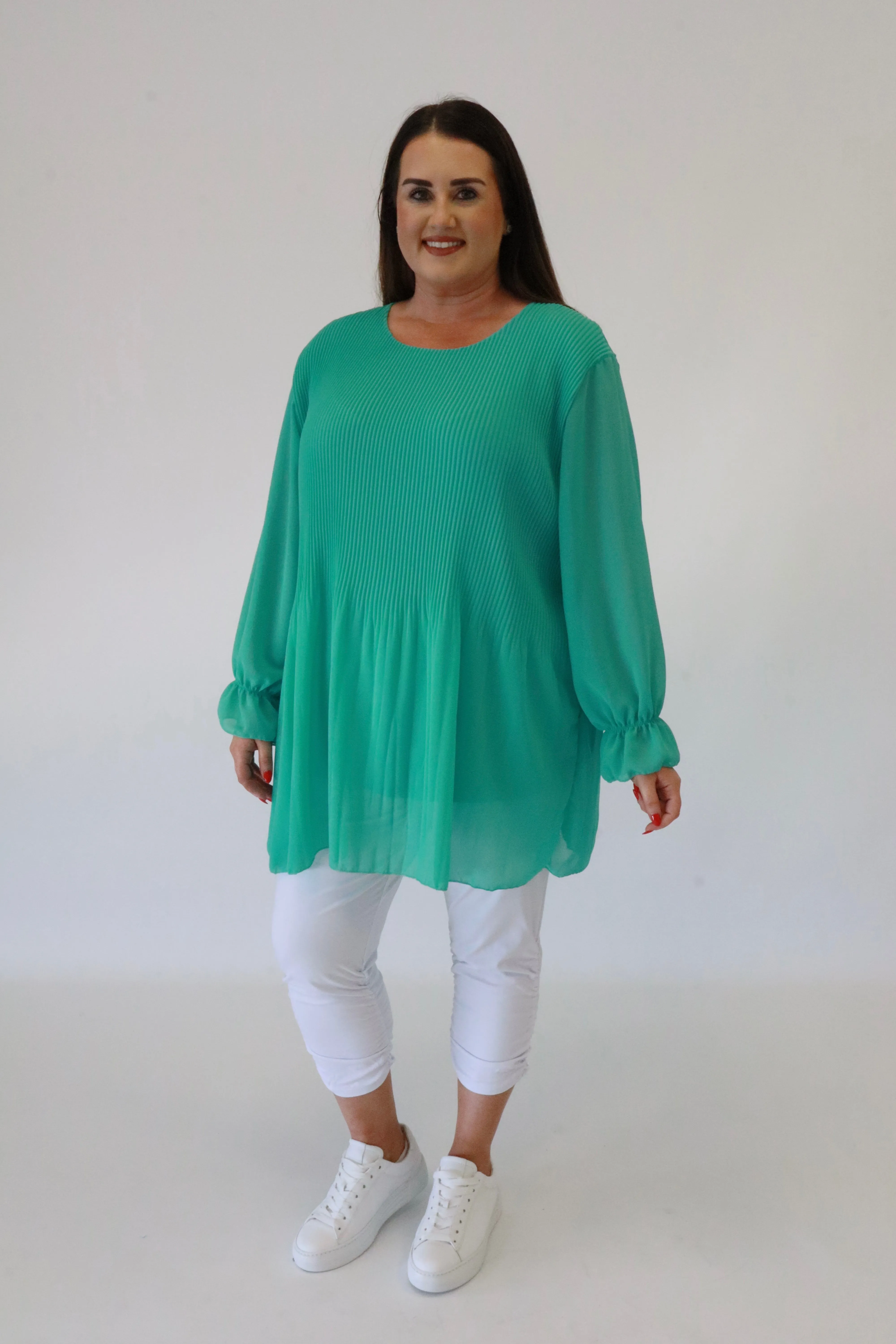 Maizie Pleated Blouse in Green