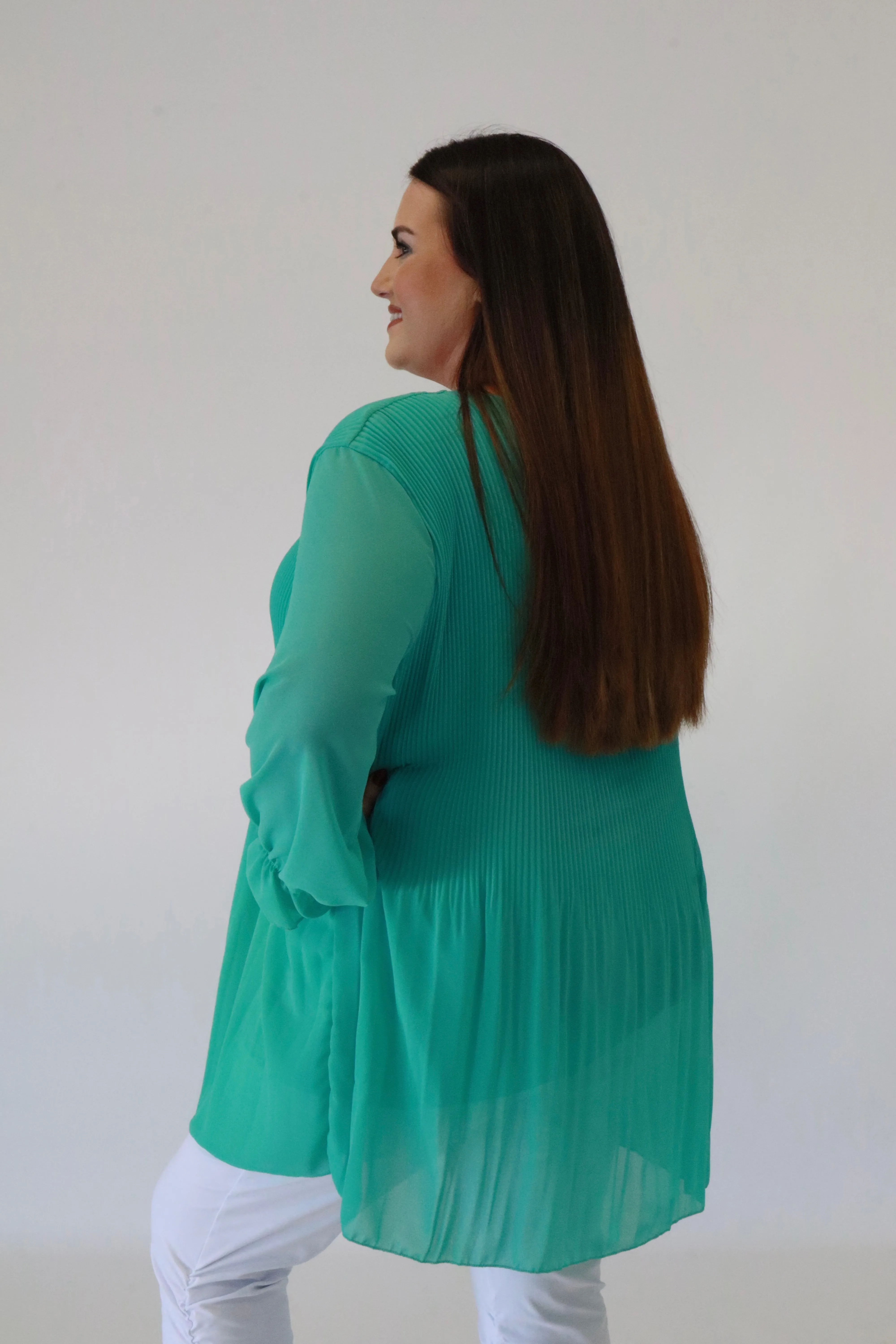 Maizie Pleated Blouse in Green