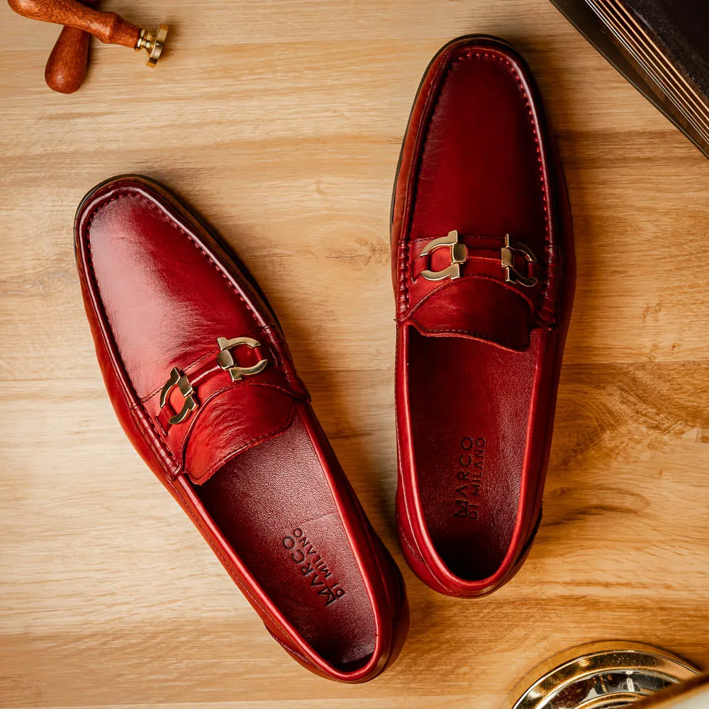 Marco Di Milano Cassarano in Red Calf Leather Loafers