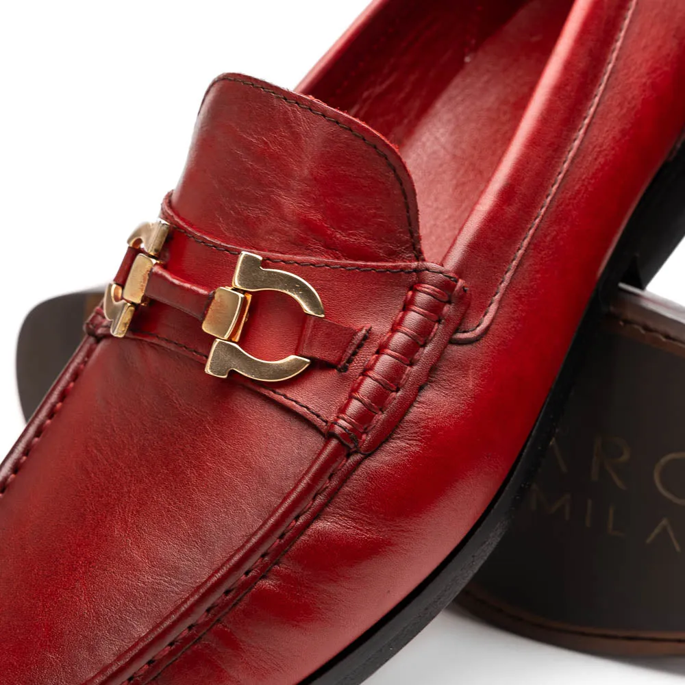 Marco Di Milano Cassarano in Red Calf Leather Loafers