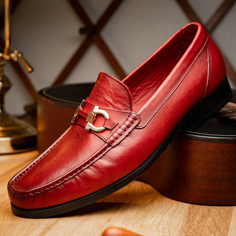 Marco Di Milano Cassarano in Red Calf Leather Loafers