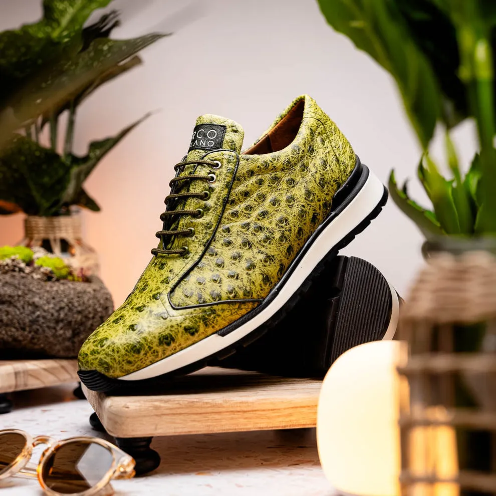 Marco Di Milano Scanno Antique Green Ostrich Quill Sneakers