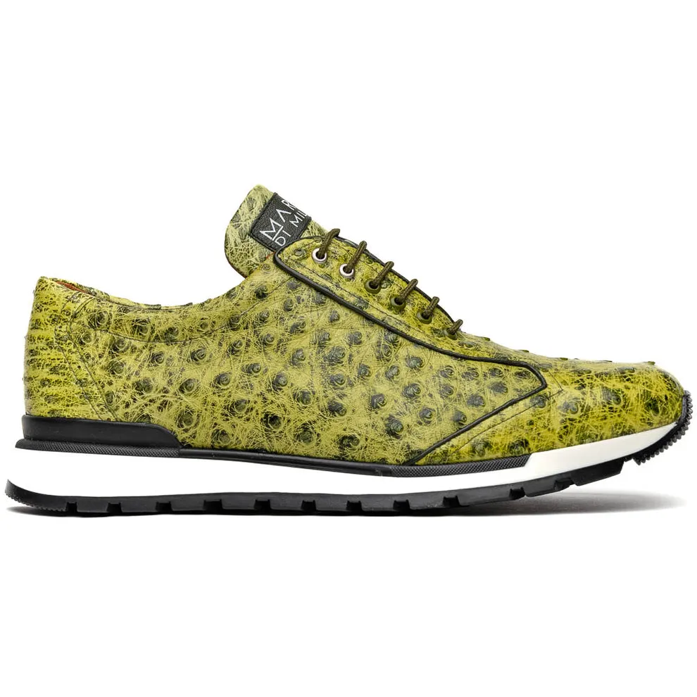 Marco Di Milano Scanno Antique Green Ostrich Quill Sneakers
