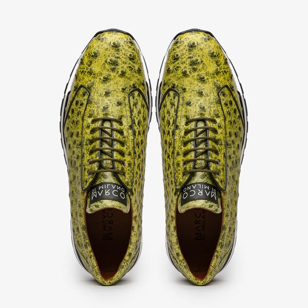 Marco Di Milano Scanno Antique Green Ostrich Quill Sneakers