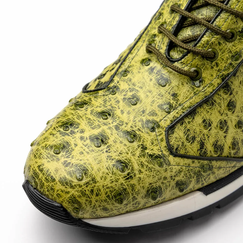 Marco Di Milano Scanno Antique Green Ostrich Quill Sneakers