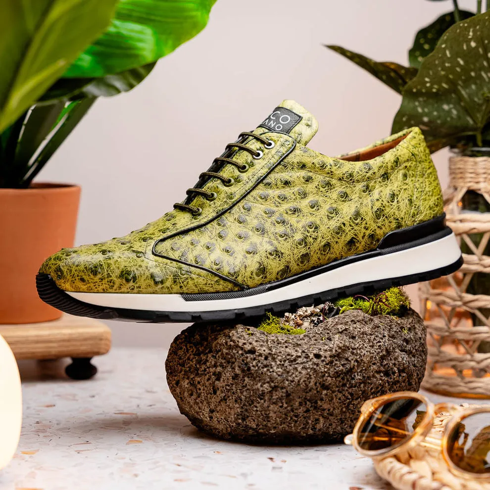 Marco Di Milano Scanno Antique Green Ostrich Quill Sneakers