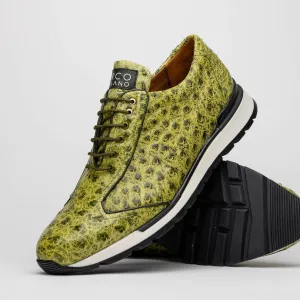 Marco Di Milano Scanno Antique Green Ostrich Quill Sneakers