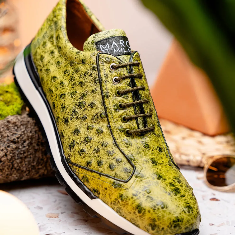 Marco Di Milano Scanno Antique Green Ostrich Quill Sneakers