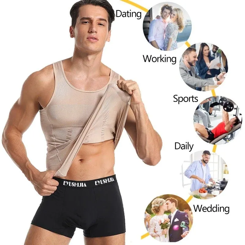 Men Seamless Slimming Abs Compression Body Shaper Corset Vest