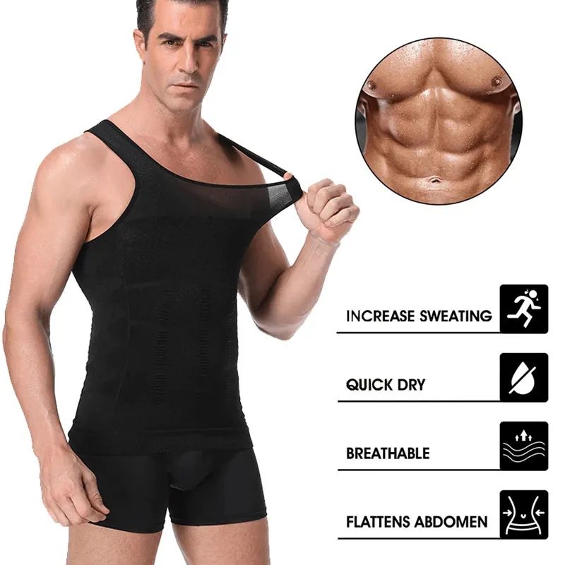 Men Seamless Slimming Abs Compression Body Shaper Corset Vest