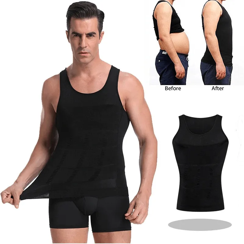 Men Seamless Slimming Abs Compression Body Shaper Corset Vest
