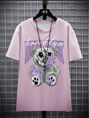 Men's Fashion Bear Print Casual Short Sleeve T-Shirt
