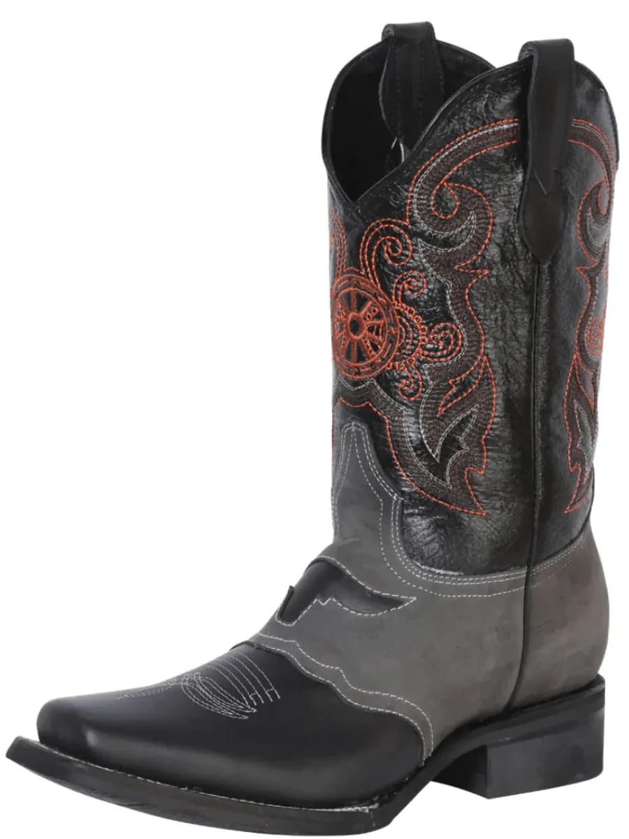 Men's Genuine Leather Classic Rodeo Boots 'El General' Black Color 40668