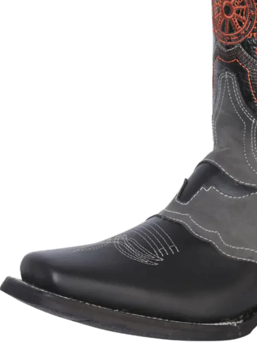 Men's Genuine Leather Classic Rodeo Boots 'El General' Black Color 40668