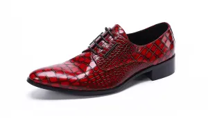 Men's Patent Leather Plaid Formal Derby Shoes