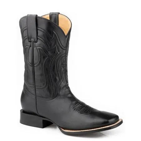 Men's Stetson Garrett Boots Square Toe Handcrafted Black