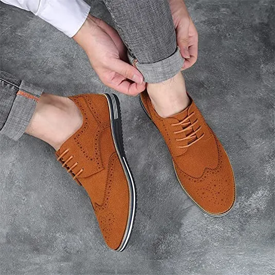 Men's Wingtip Suede Derby Casual Shoes