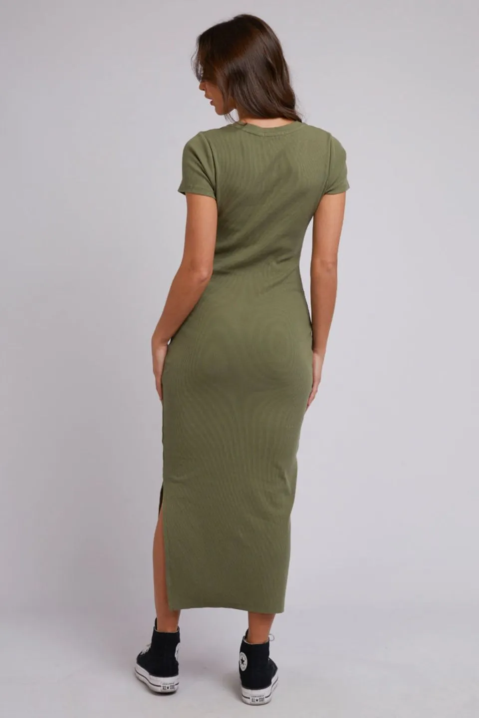 Mika Khaki SS Midi Dress