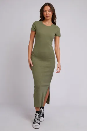 Mika Khaki SS Midi Dress