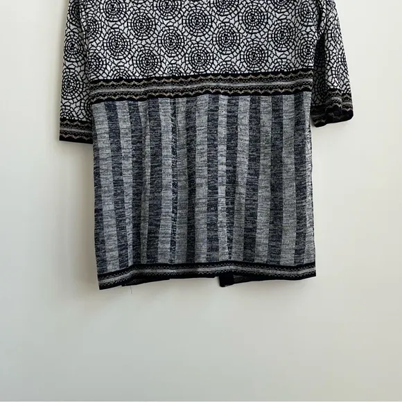 Ming Wang XL Print Longline Cardigan Jacket Neutral Mixed Print Wearable Art