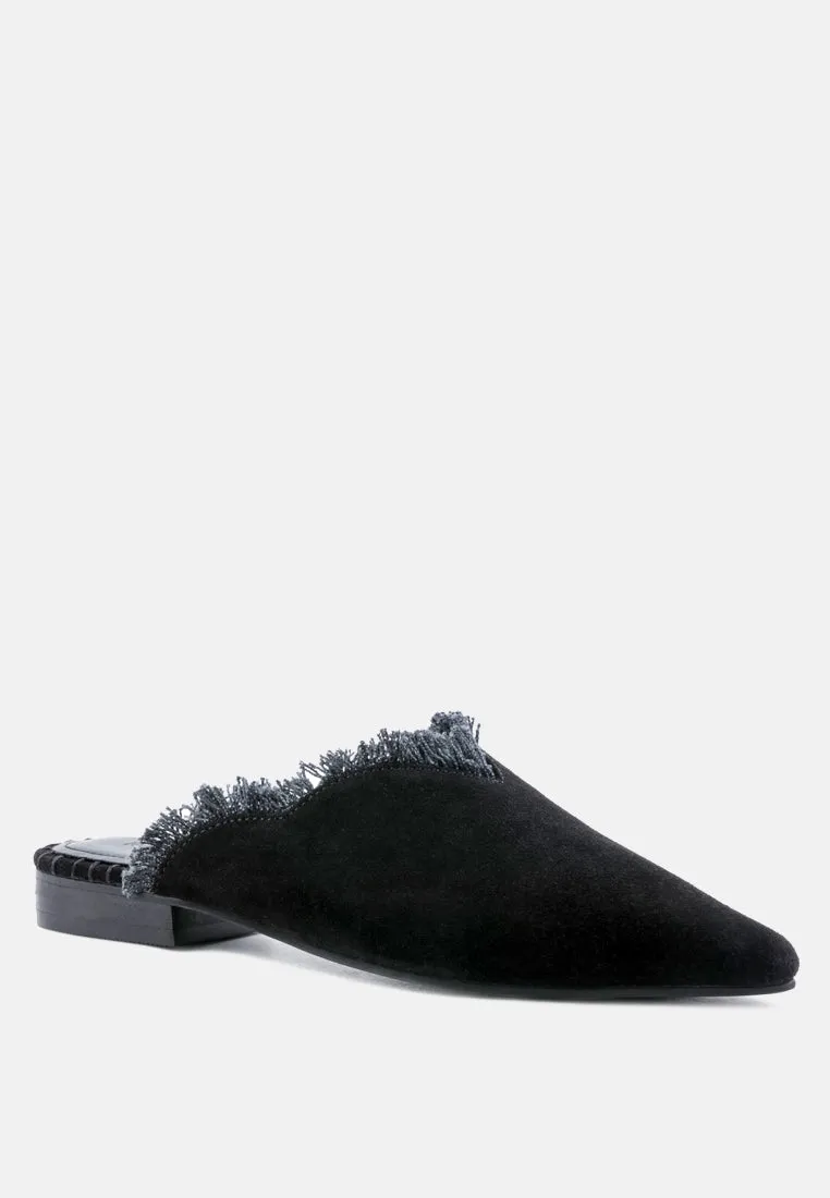 Molly Frayed Leather Mules By Ruw