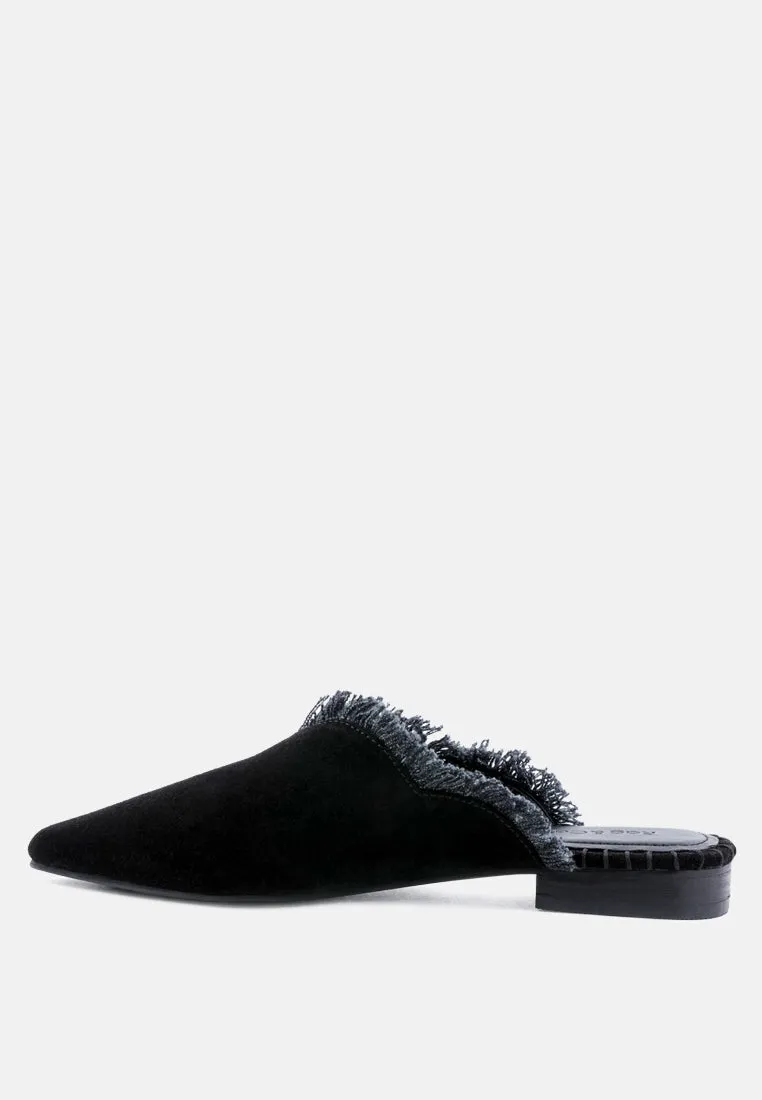 Molly Frayed Leather Mules By Ruw