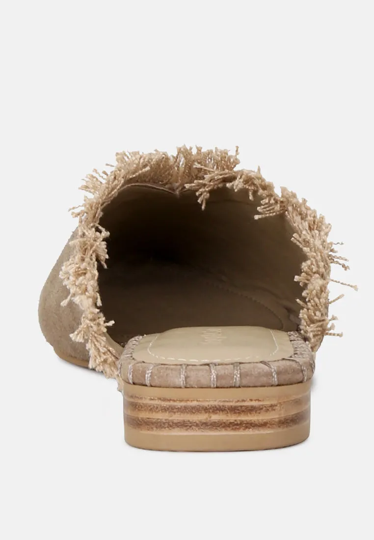 Molly Frayed Leather Mules By Ruw