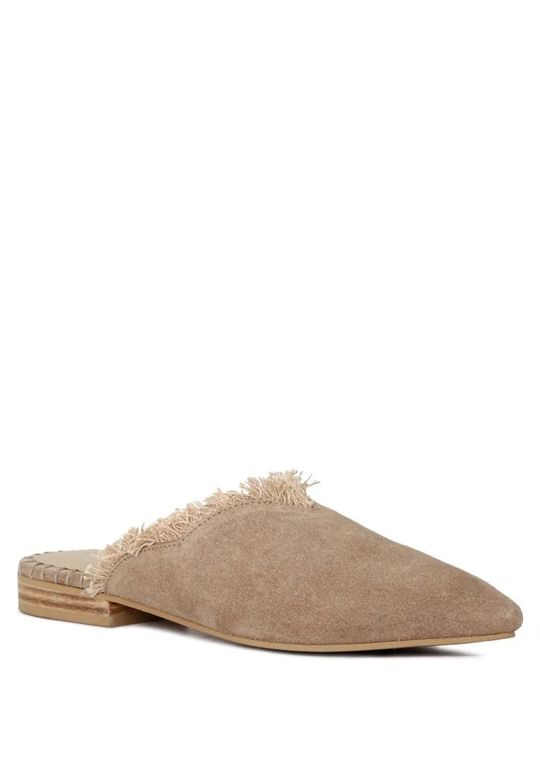 Molly Frayed Leather Mules By Ruw