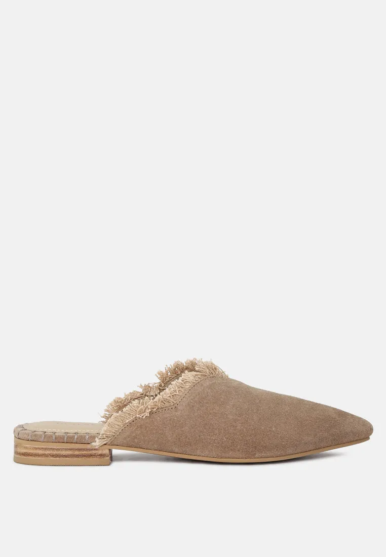 Molly Frayed Leather Mules By Ruw
