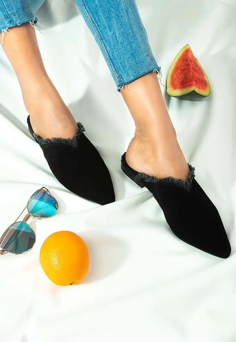 Molly Frayed Leather Mules By Ruw