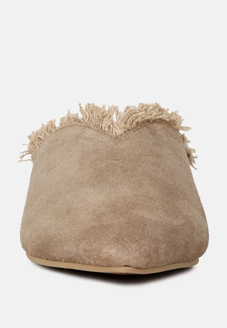 Molly Frayed Leather Mules By Ruw