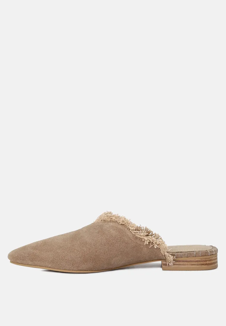 Molly Frayed Leather Mules By Ruw