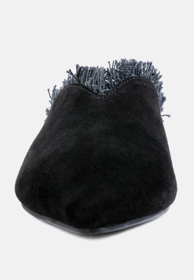 Molly Frayed Leather Mules By Ruw