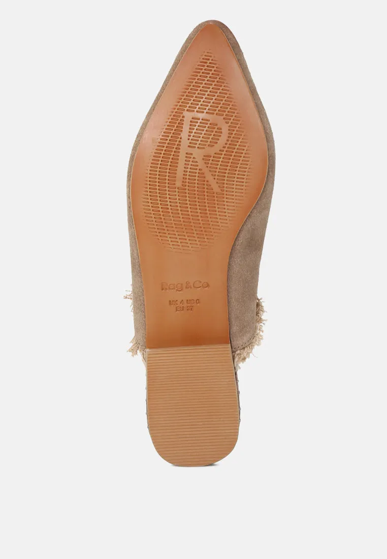 Molly Frayed Leather Mules By Ruw
