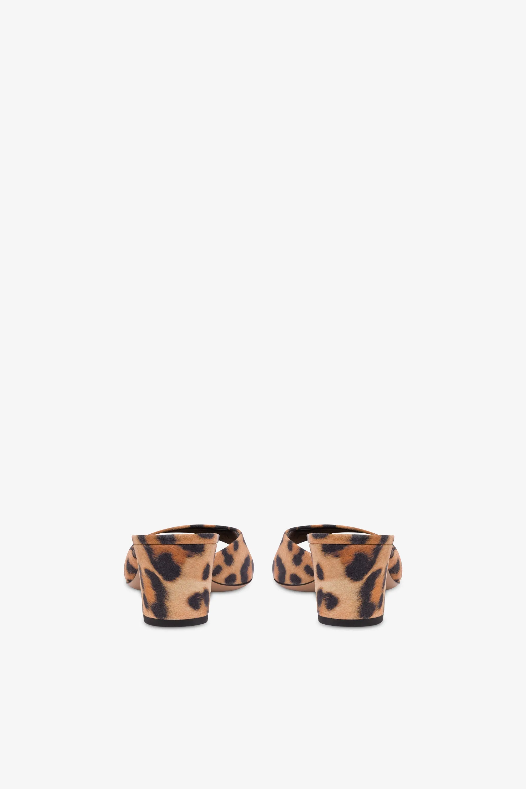 Mules in natural leopard-print suede leather