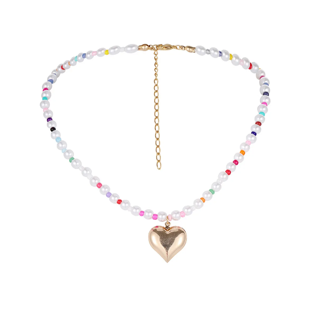 Multicolor Howlite & Pearl 18K Gold-Plated Heart Pendant Necklace