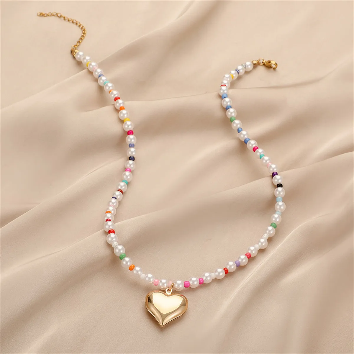Multicolor Howlite & Pearl 18K Gold-Plated Heart Pendant Necklace