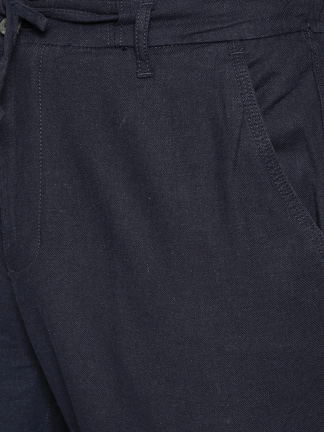 Navy Blue Solid Slim Fit Track Pant | JadeBlue
